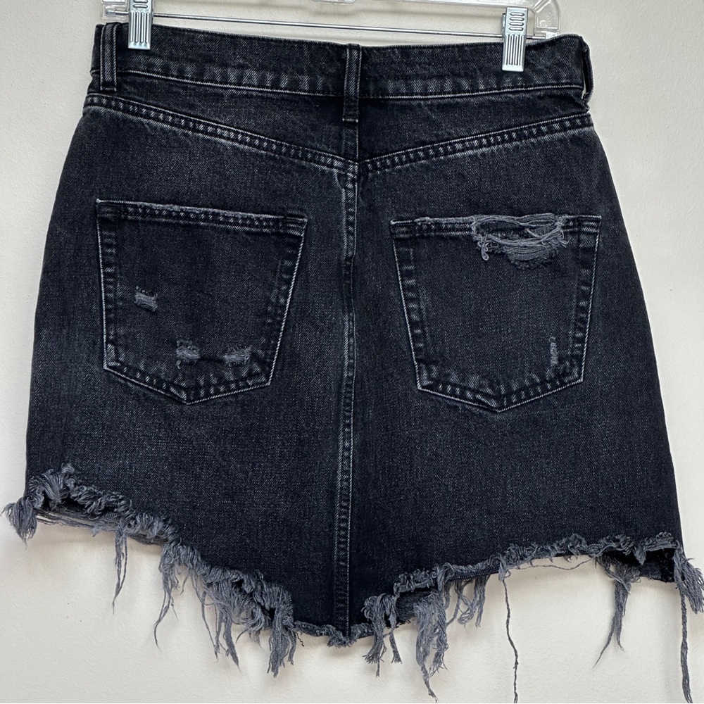 Anthropologie Pilcro Destroyed Denim Mini Skirt Black Size 8 - Picture 5 of 12